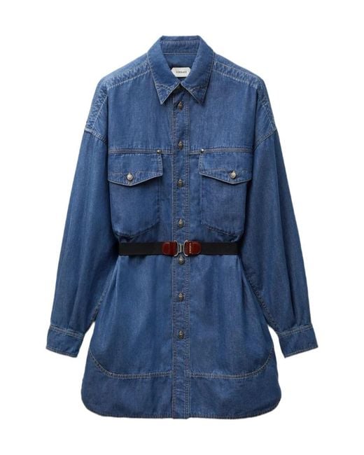 Versace Blue Chambray Denim Mini Dress