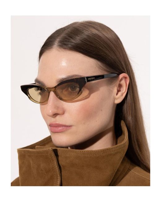 McQueen White Cat-Eye Sunglasses for men