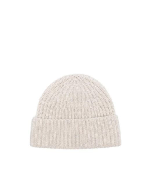 Lisa Yang White Ribbed Knit Hat
