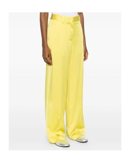 Jil Sander Yellow Pleated Concealed-Fastening Trousers