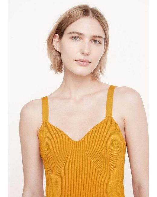 Vince Orange Ribbed-Knit Bralette Top