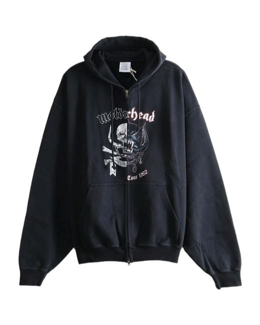 Vetements Blue Long-Sleeved Hooded Sweatshirt for men