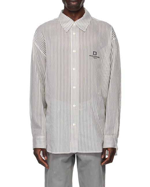 Wooyoungmi Gray Striped Long-Sleeved Shirt for men