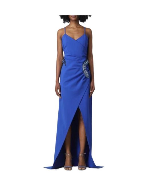 Balmain Blue Snake-Detail Maxi Dress