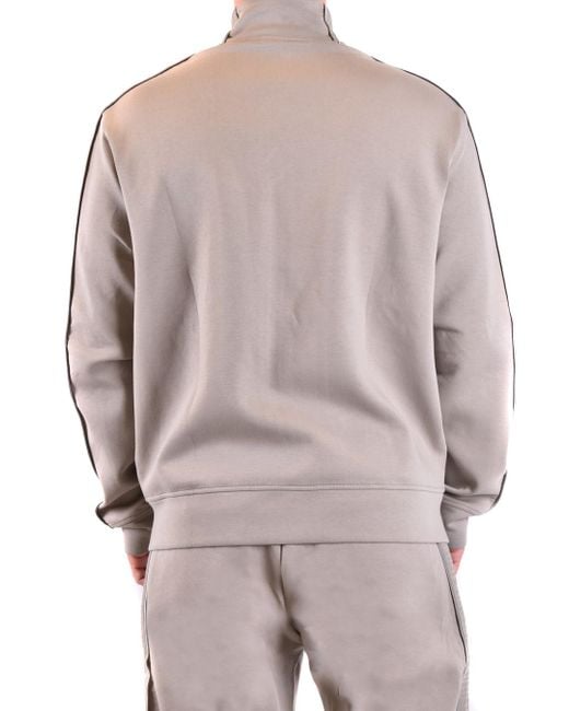 Emporio Armani Gray Logo-Jacquard Zip-Up Stretch-Cotton Sweatshirt for men