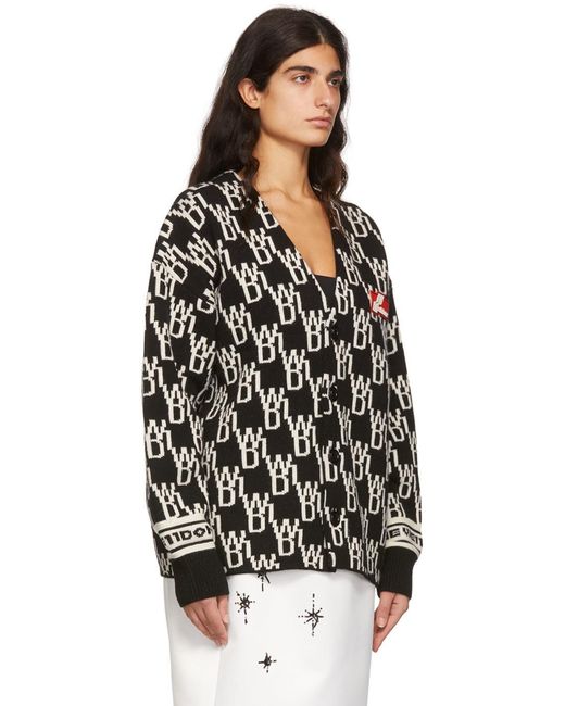 we11done Black Logo Jacquard Knitted Cardigan for men