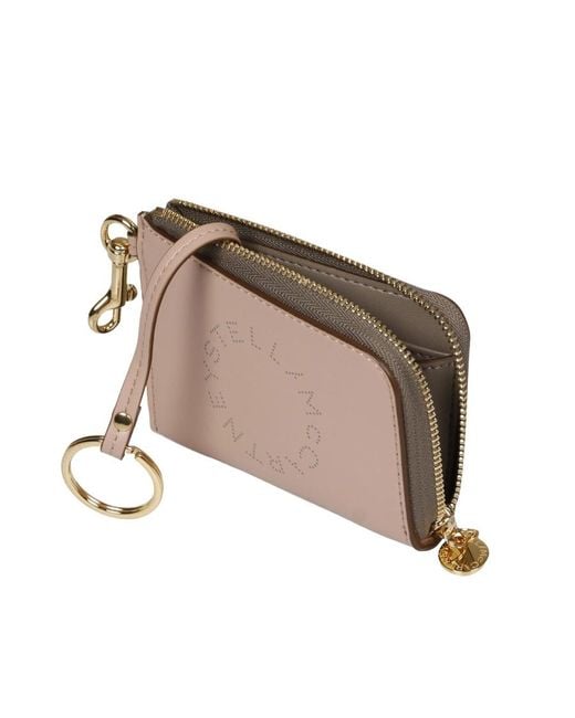 Stella McCartney Pink Logo Perforated Zipped Wallet
