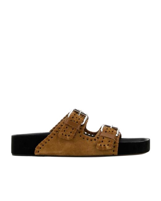 Isabel Marant Brown Round Head Slippers