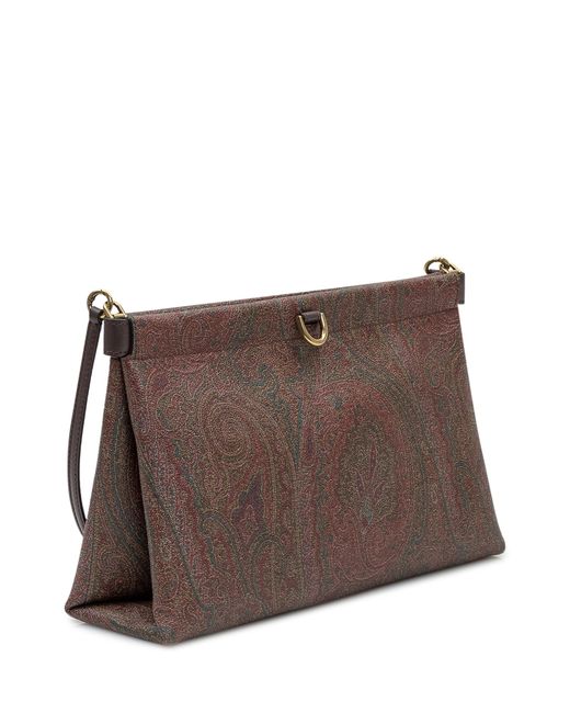 Etro Brown Paisley Jacquard Clutch Bag