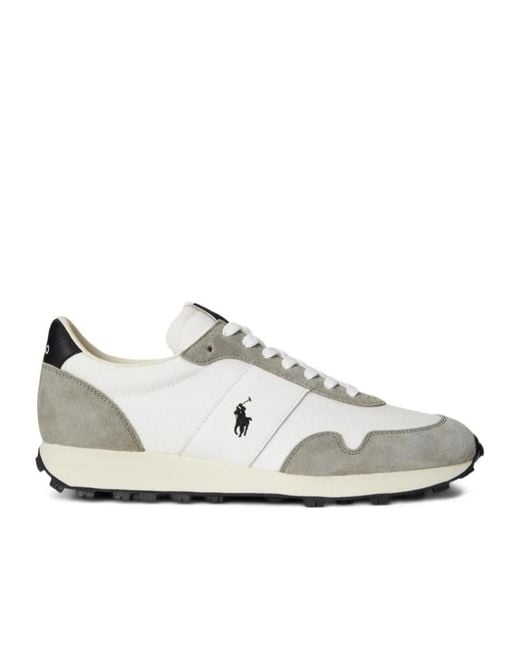 Polo Ralph Lauren White Prl Trail 125 Suede Mesh Sneakers for men