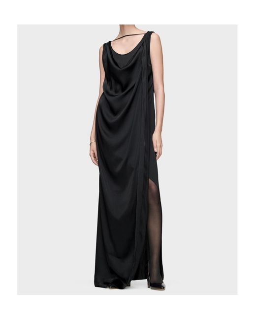 Maison Margiela Black Draped Split Maxi Dress