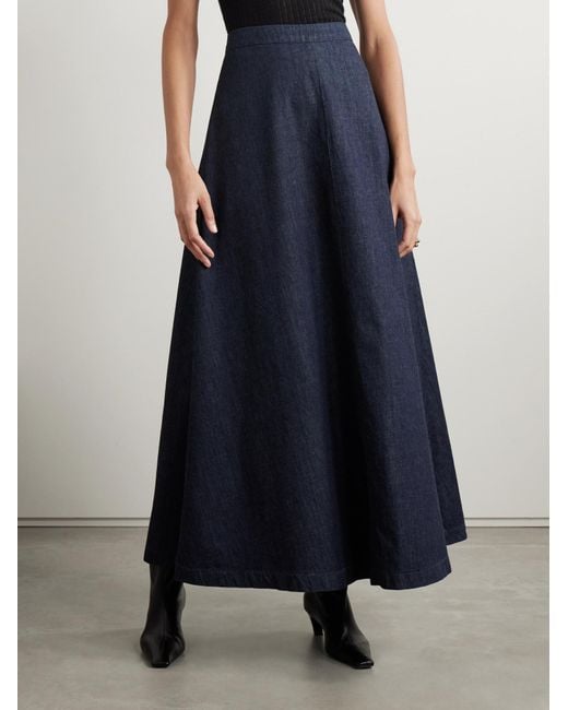 Nili Lotan Blue Astrid Denim Midi Skirt