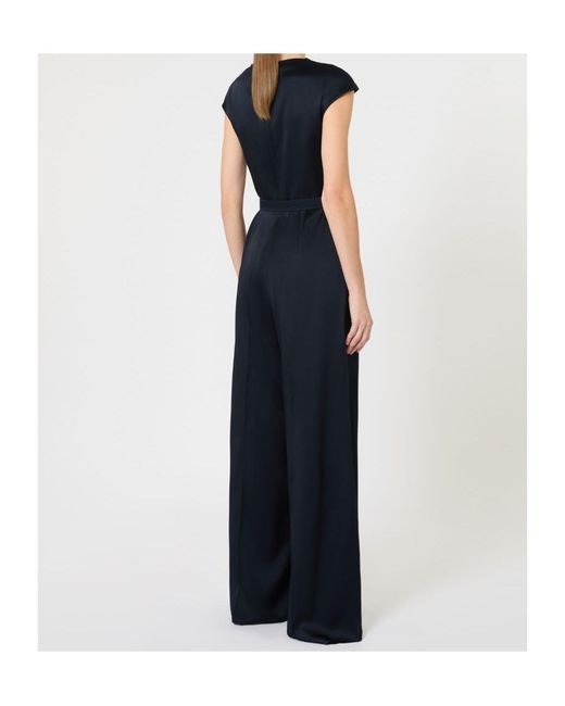Max Mara Blue Studio Vespa Envers Satin Jumpsuit