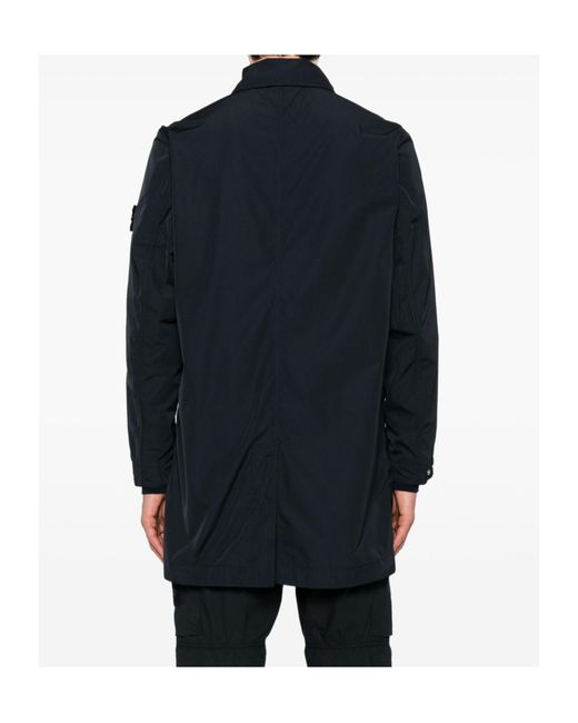 Stone Island Blue Compass-Badge Long-Sleeved Parka for men