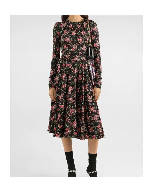 Dolce & Gabbana Black Floral Midi Dress