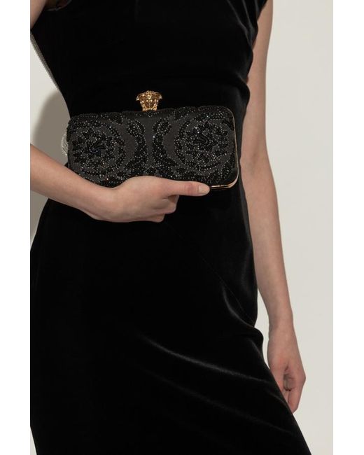 Versace Black Embellished Clutch Bag