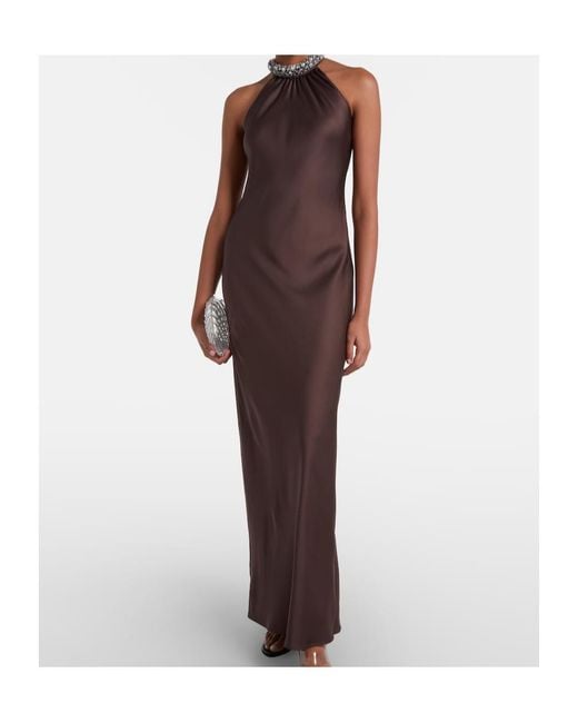 Jonathan Simkhai Purple Embellished Satin Gown
