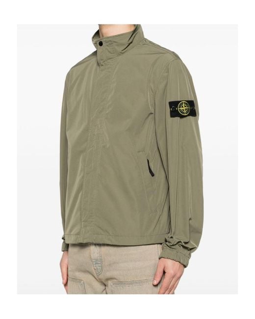 Stone Island Green Logo Patch High Neck Jacket for men