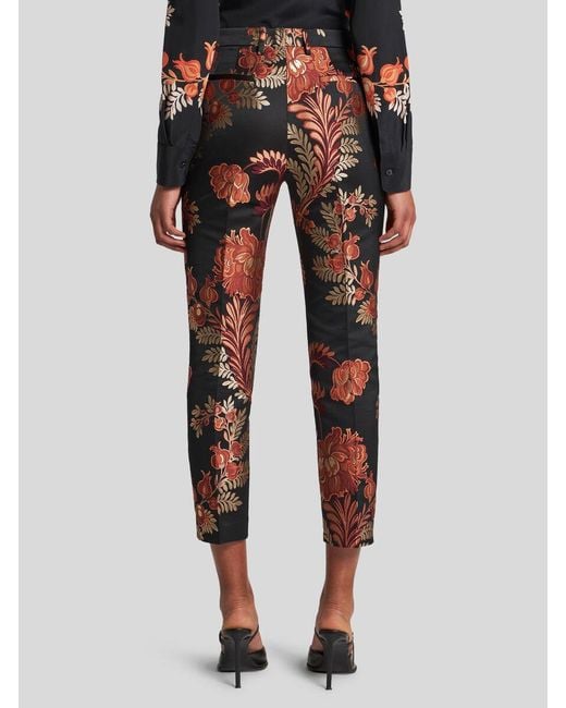 Etro Floral-Jacquard Tapered-Leg Trousers