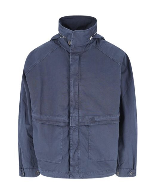 RANRA Blue Zip Pocket Hooded Jacket for men