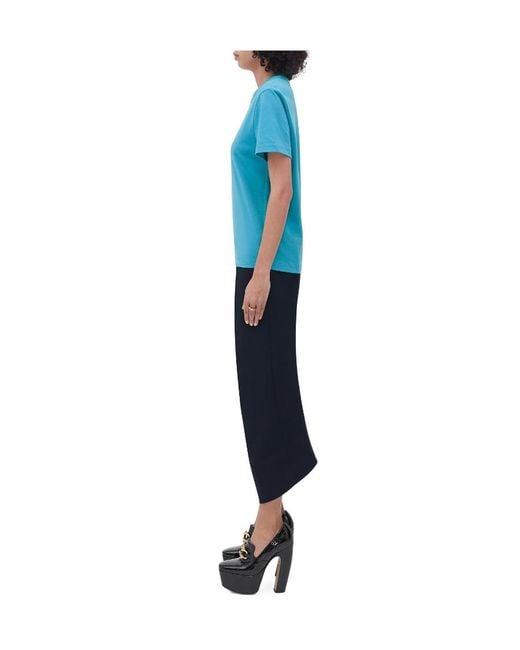 Bottega Veneta Blue Plain Knitted Cotton T-Shirt