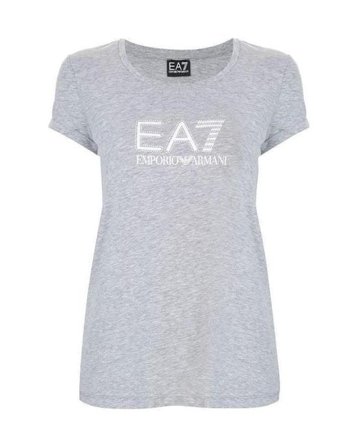 EA7 Gray Logo Printed T-Shirt