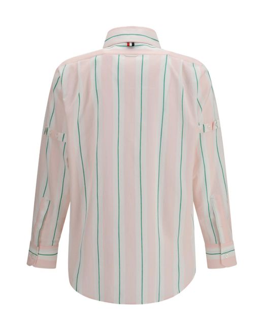 Thom Browne White Striped Button-Down Shirt for men