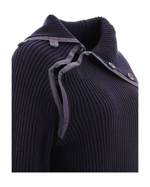 Jacquemus Blue Vega Asymmetric Wool-Blend Jumper