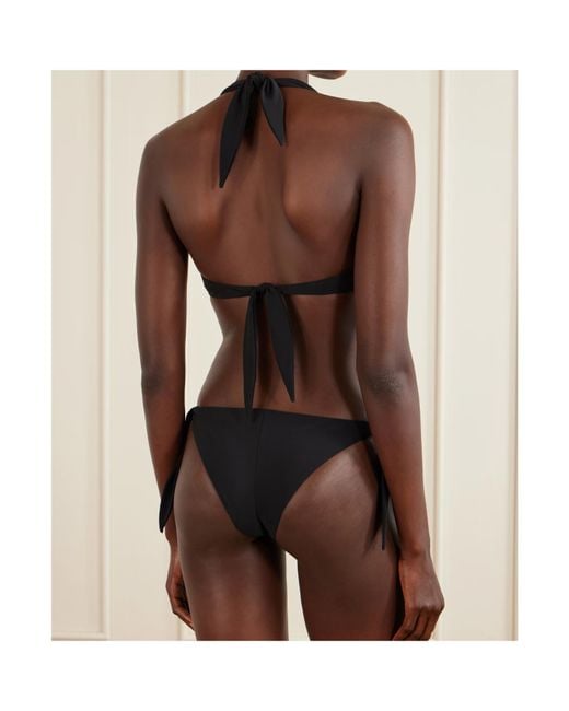 Brunello Cucinelli Black Bead-Embellished Triangle Bikini Top