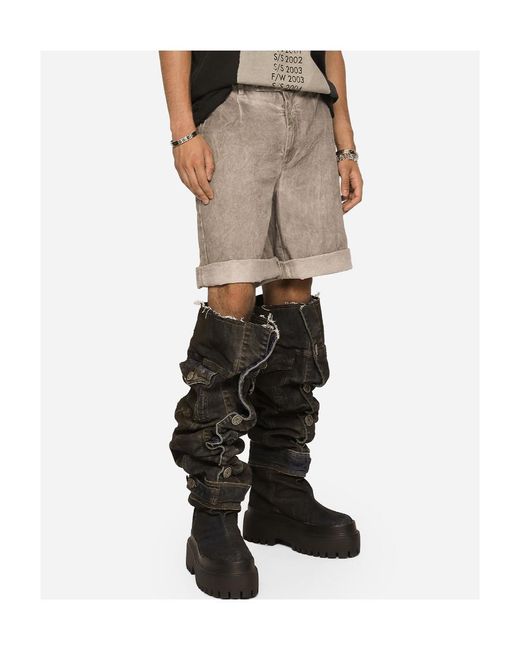 Dolce & Gabbana Gray Logo Plaque Shorts for men