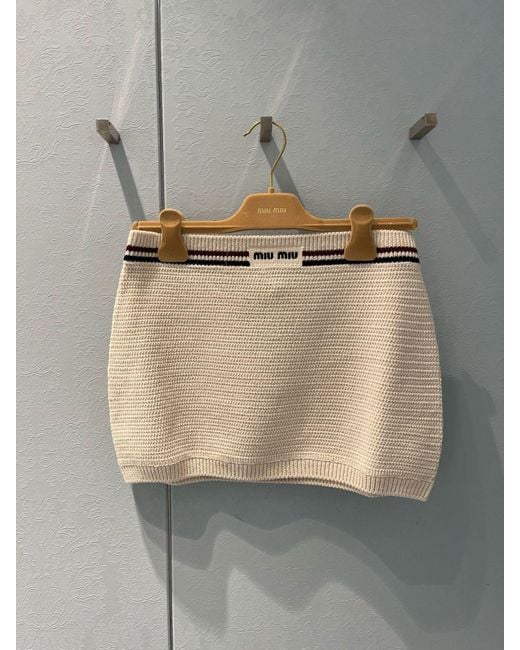 Miu Miu Metallic Cotton Knit Miniskirt