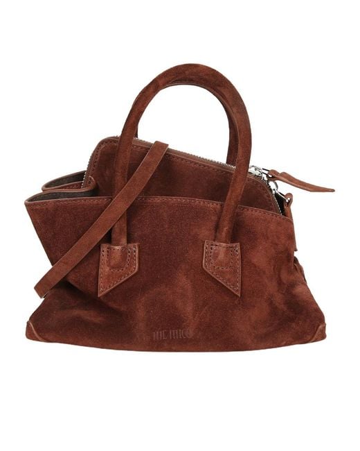 The Attico Brown Mini La Passeggiata Suede Handbag