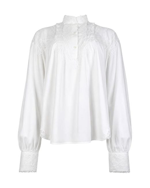 Ermanno Scervino White Lace-Trim Shirt