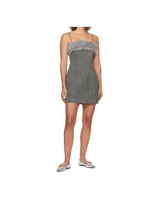 MSGM Faux-Fur Trim Mini Dress in Grey | Lyst UK MSGM Faux-Fur Trim Mini Dress in Grey | Lyst UK
