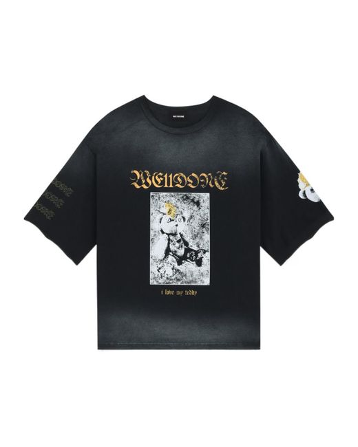 we11done Black Sprayed Teddy T-Shirt for men