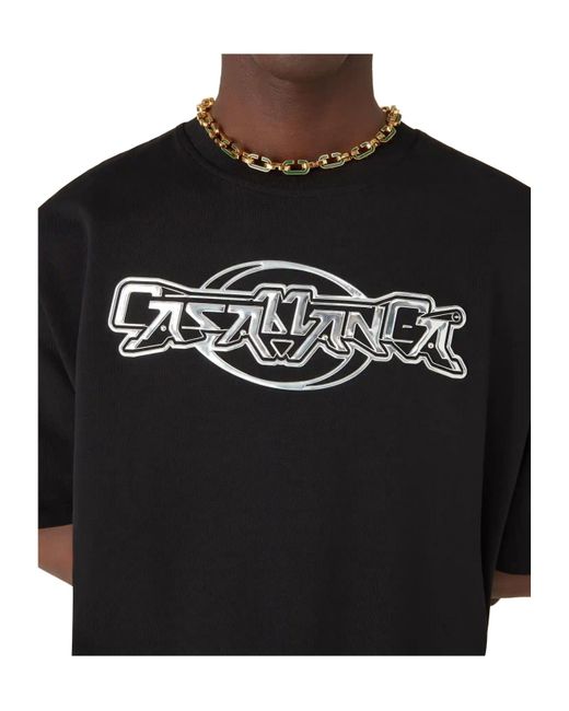 Casablanca Black Logo Crew Neck T-Shirt for men