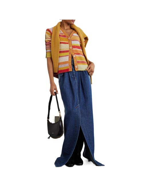 The Elder Statesman Orange Striped Cashmere Cardigan
