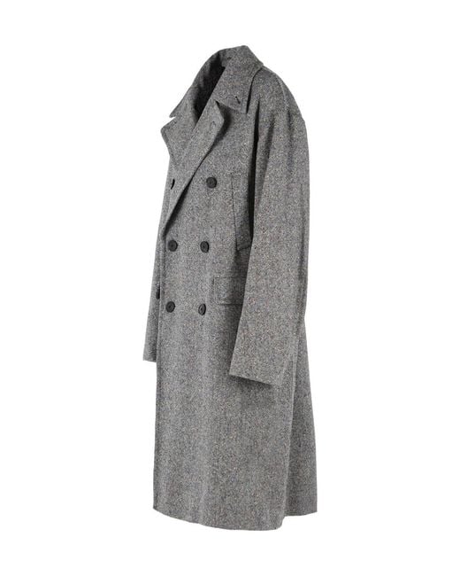 Dries Van Noten Gray Oversized Tweed Coat for men