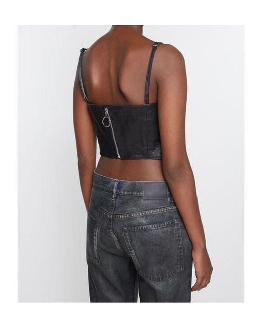 Acne Black Leather Crop Top