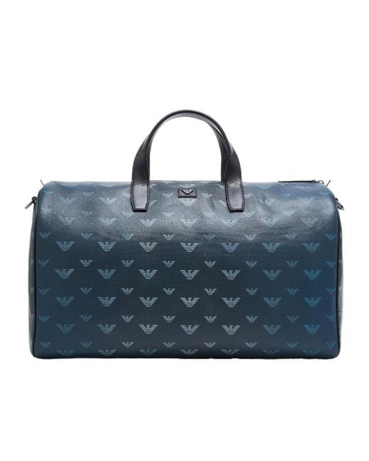 Emporio Armani Blue Monogram Logo Duffle Bag for men