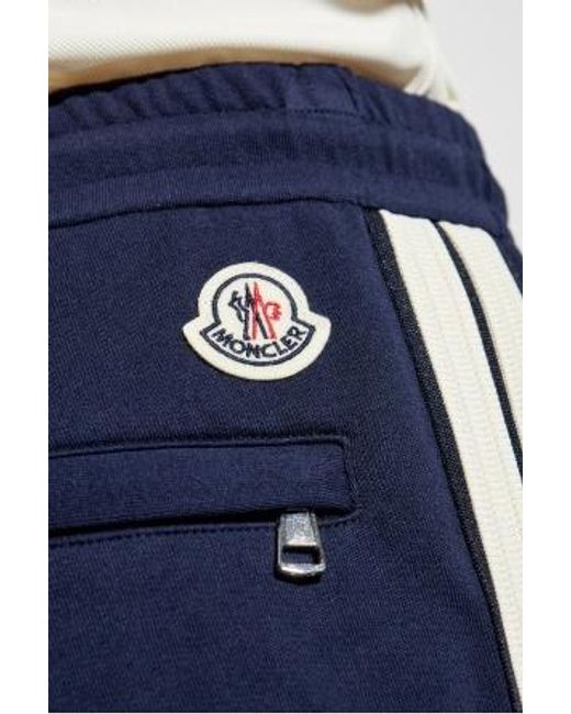 Moncler Blue Side Stripes Drawstring Trousers for men
