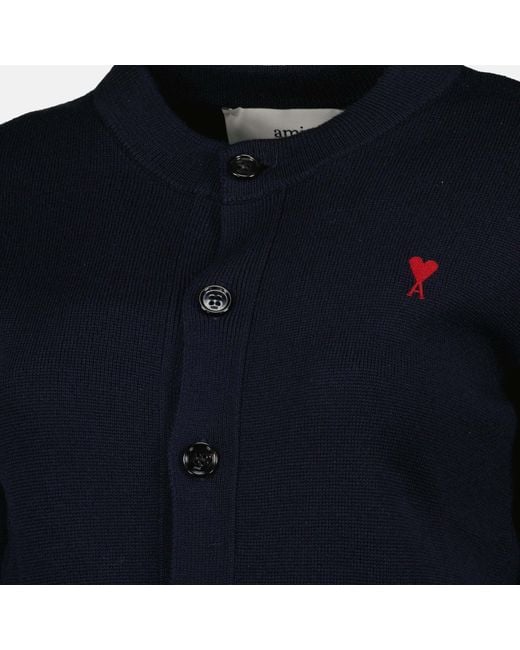 AMI Blue Ami De Coeur Knitted Cardigan