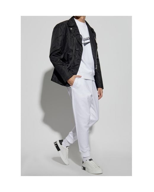 DSquared² White Velvet-Logo Crewneck Sweatshirt for men