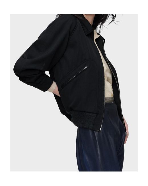 Maison Margiela Black Zip-Up Bomber Jacket