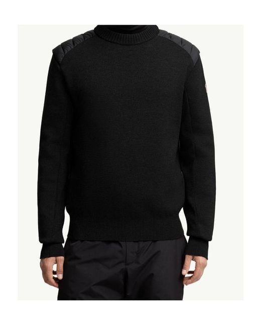 Moncler Black Grenoble Padded Shoulder Knitted Sweater for men