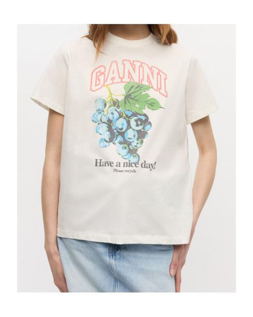 Ganni White Grapes Printed T-Shirt