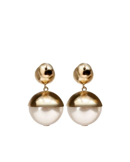 Carolina Herrera Metallic Round Pendant Earrings
