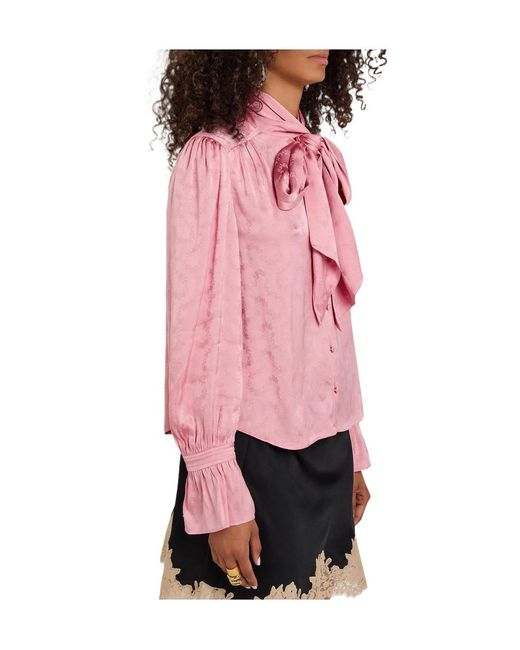 Rixo Pink Satin Floral Shirt