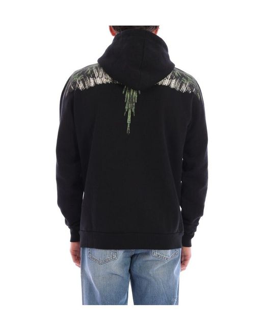 Marcelo Burlon Black Wing Printed Hooded Sweater for men