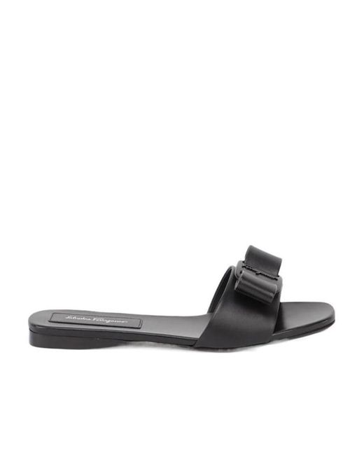 Ferragamo Black Bow Tie Decorative Sandals